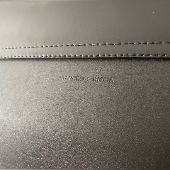 Francesco Biasia Classic Corporate Core Black Leather Structured Handbag Purse - Picture 8 of 16